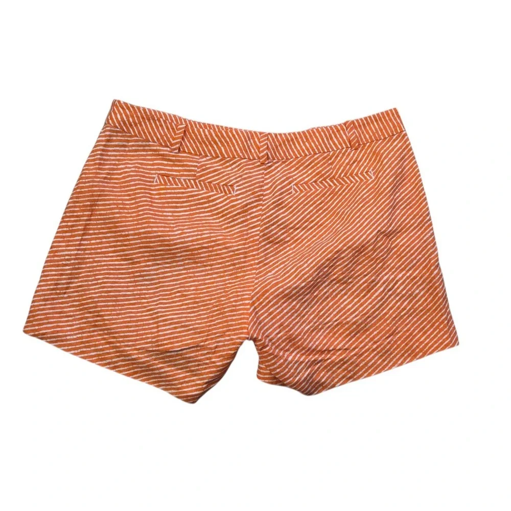 Michael Kors Orange White Striped Dress Shorts 100% Linen Beachy Preppy Size 8‎